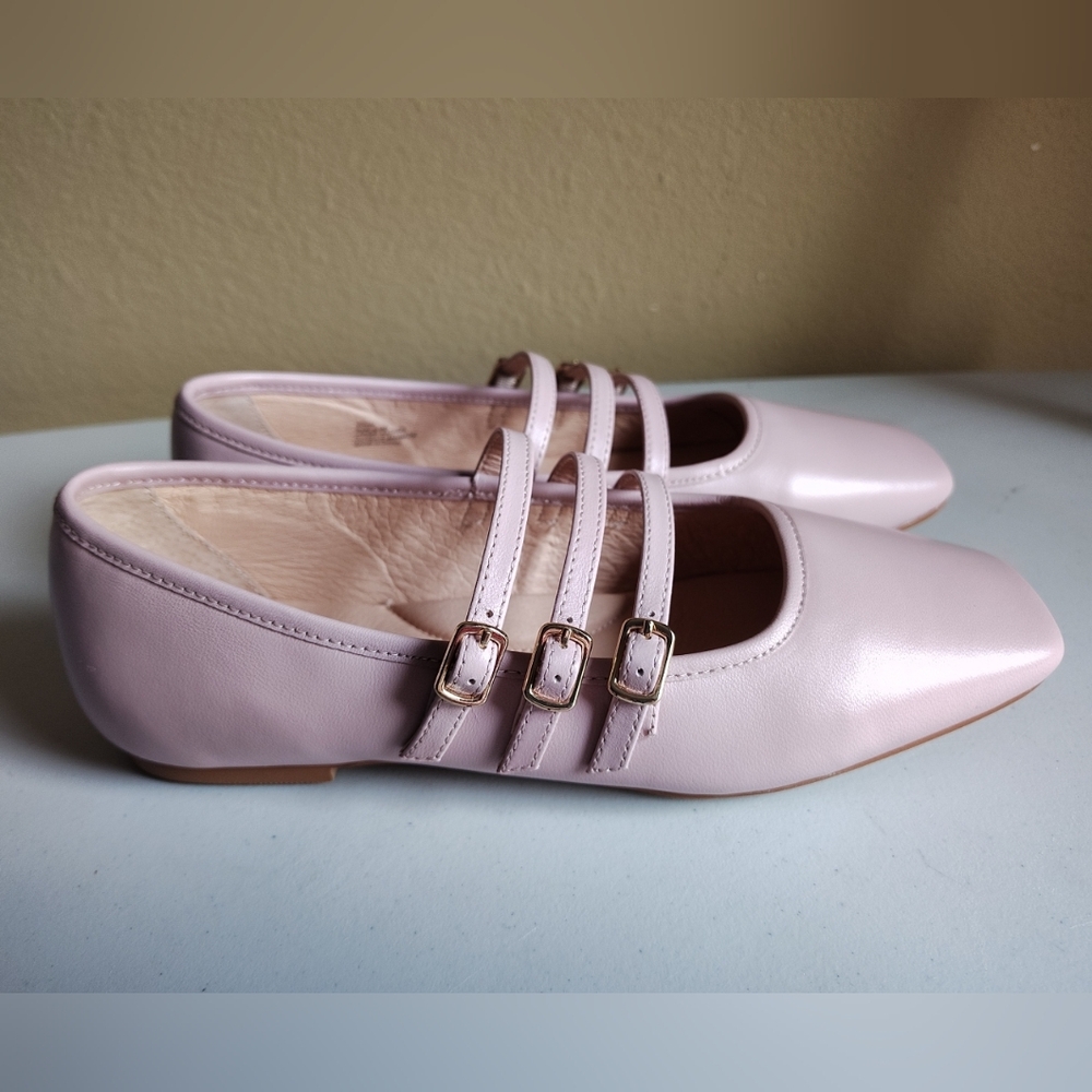 Matisse Pale Pink Triple-Strap Flats